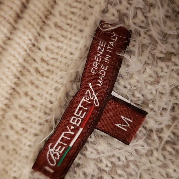 BETTY BETTY Italian Wool Alpaca Long Sleeve Fuzzy Cream Cardigan Size Medium - Picture 7 of 7